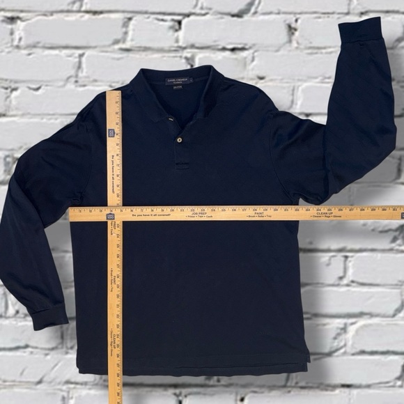 Daniel Cremieux Classic Fit Long Sleeve Polo  Men’s L Navy Blue Diamond Pattern - Picture 5 of 11